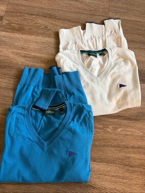 Men's V-Neck Sweaters with Yacht Flag Embroidery